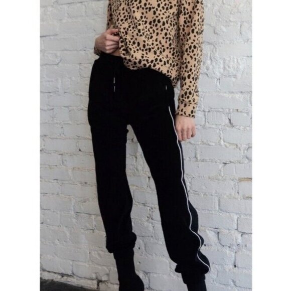 ellandemm Velour Joggers Sweats Black with White Stipe Size 2XL NWT - Picture 1 of 3